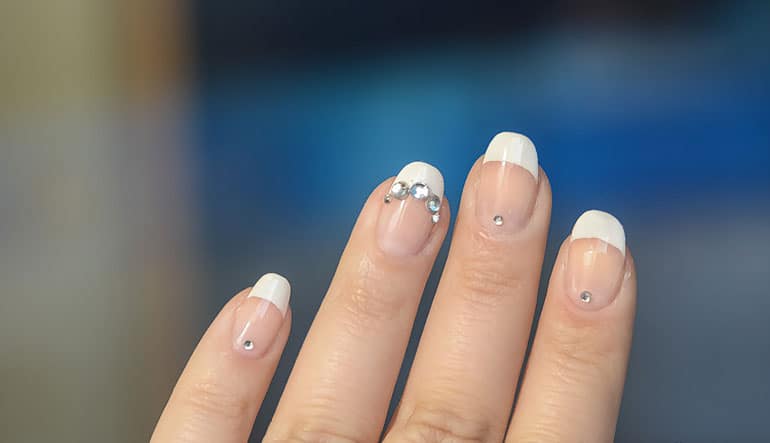 French Manicure with Stones